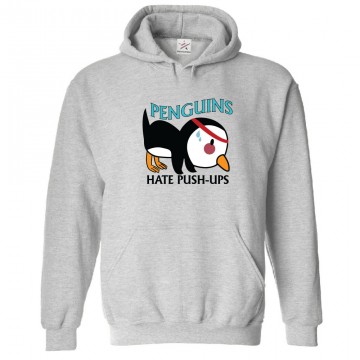 Penguins Hate Push-ups Classic Unisex Kids and Adults Pullover Hoodie								 									 									